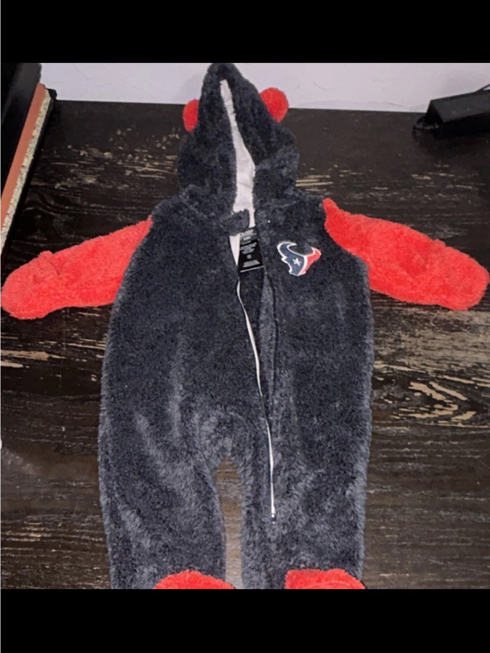 NFL Houston Texans Infant Plush Footie One-Piece in Navy and Red